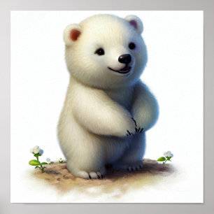 かわいい絵を描若いホッキョクグマのデジタル ポスター