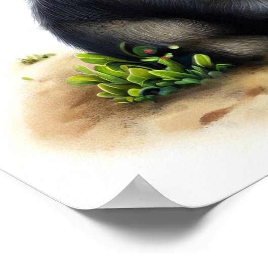 かわいい絵を描野生の豚の3D水彩画 ポスター (角)