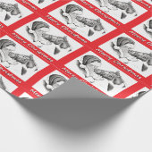 かわいい絵を描馬とサンタクロース ラッピングペーパー (角)