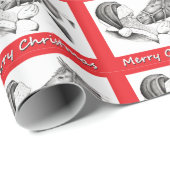 かわいい絵を描馬とサンタクロース ラッピングペーパー (ロールコーナー)