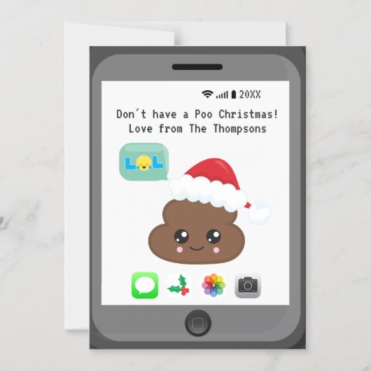 かわいい絵文字おもしろいテーマハッピークリスマスグリーティング マグネット招待状 (正面)