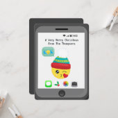 かわいい絵文字のメリークリスマスグリーティング カード (正面/裏面インサイチュ)