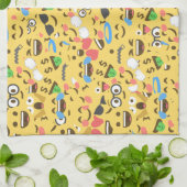 かわいい絵文字のラブはキスのスマイルの笑い方を聞く キッチンタオル (折り畳み)