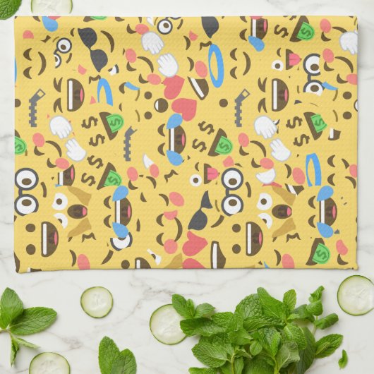 かわいい絵文字のラブはキスのスマイルの笑い方を聞く キッチンタオル (折り畳み)