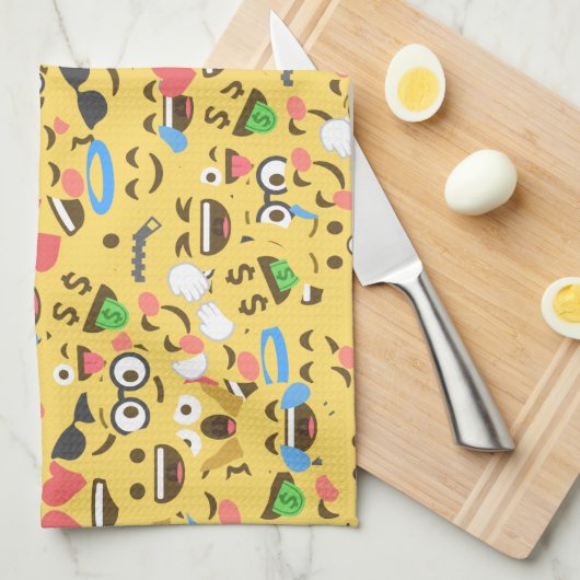 かわいい絵文字のラブはキスのスマイルの笑い方を聞く キッチンタオル (四つ折り)