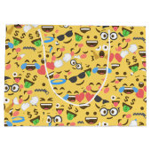 かわいい絵文字のラブはキスのスマイルの笑い方を聞く ラージペーパーバッグ (裏面)