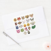 かわいい絵文字の動物顔 スクエアシール (封筒)