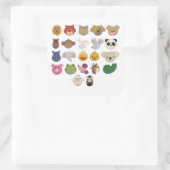 かわいい絵文字の動物顔 スクエアシール (バッグ)