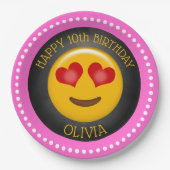 かわいい絵文字ガールの誕生日パーティー ペーパープレート (正面)