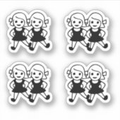 かわいい絵文字ガールフレンドのステッカー シール (正面)