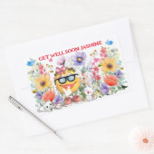 かわいい絵文字キャラクターが元気 長方形シール (封筒)