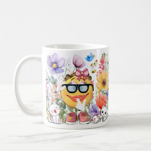 かわいい絵文字キャラクター コーヒーマグカップ (左)