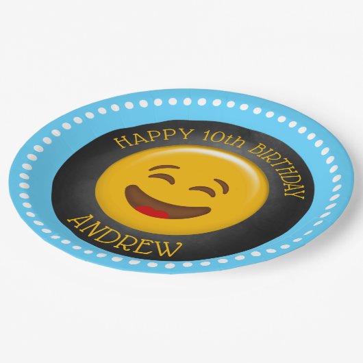 かわいい絵文字バースデーパーティー ペーパープレート (アングル)