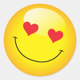 かわいい絵文字ラブハート目 ラウンドシール