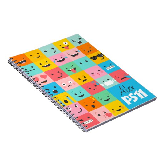 かわいい絵文字学校のロゴ ノートブック (右側)