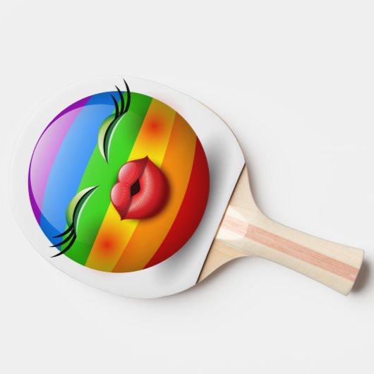 かわいい絵文字顔 卓球ラケット (横)