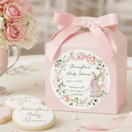 かわいい絵本うさぎワイルドフラワーリングベビーシャワー ラウンドシール