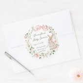 かわいい絵本うさぎワイルドフラワーリングベビーシャワー ラウンドシール (封筒)