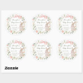 かわいい絵本うさぎワイルドフラワーリングベビーシャワー ラウンドシール (シート)