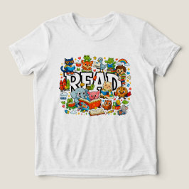 かわいい絵本の動物キャラクターたち READ キッズ トライブレンドＴシャツ
