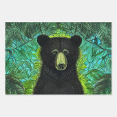 かわいい絵本の小さな黒いクマ ラッピングペーパーシート (正面2)