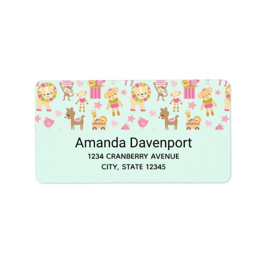 かわいい絵柄のおもちゃ&ハッピーアニマル ラベル (正面)