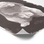 かわいい絵画うさぎ座って ポスター (角)