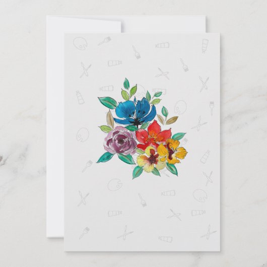 かわいい絵画アートの子どもの誕生日パーティーへの招待 招待状 (裏面)