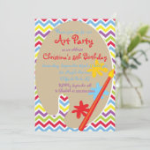 かわいい絵画アートパーティー誕生日招待状 招待状 (スタンド正面)