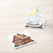 かわいい絵画デジタルのジンジャーブレッド スクエアペーパーコースター (インサイチュ)