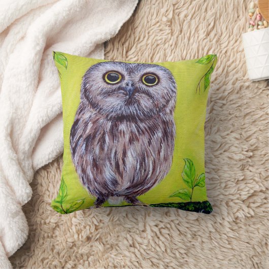 かわいい絵画フクロウ クッション (ブランケット)