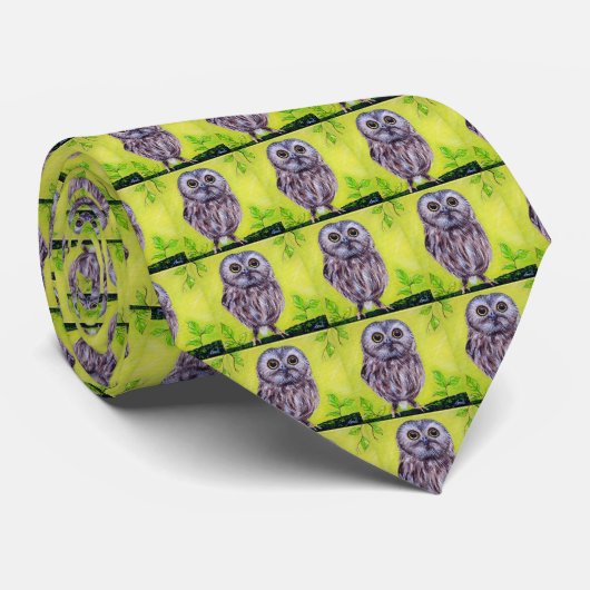 かわいい絵画フクロウ ネクタイ (ロール)