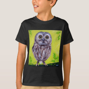 かわいい絵画フクロウ Tシャツ