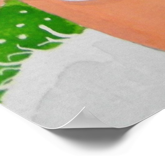 かわいい絵画動物の雌猫の羊のカエル ポスター (角)