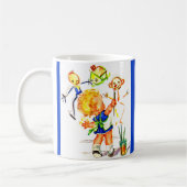 かわいい絵画小さな女の子の壁プリント コーヒーマグカップ (左)