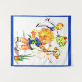 かわいい絵画小さな女の子の壁プリント タペストリー (正面(横))