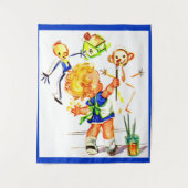 かわいい絵画小さな女の子の壁プリント タペストリー (正面)