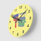 かわいい絵筆絵を描と漫画のキャラクター ラウンド壁時計 (傾斜)