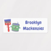 かわいい絵筆絵を描と漫画パーソナライズされた ラベル (デザイン2)