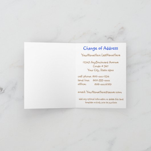 かわいい絶えず動いた新しい住所 案内状 (内部)