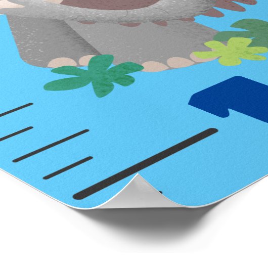 かわいい絶滅した動物の漫画の成長図 ポスター (角)