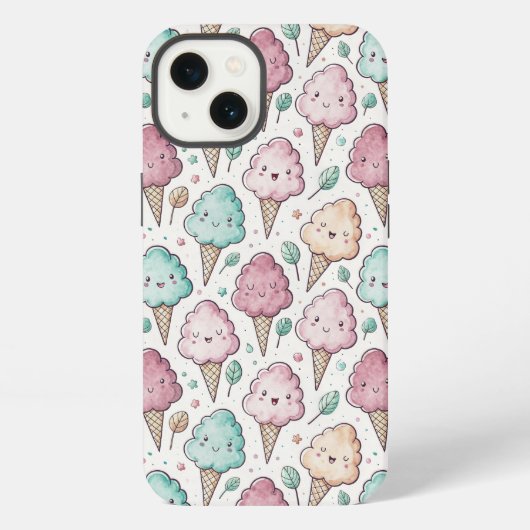 かわいい綿あめのパステル柄 iPhoneケース (裏面)