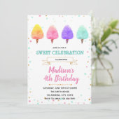 かわいい綿菓子のパーティの招待状 招待状 (スタンド正面)