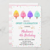 かわいい綿菓子のパーティの招待状 招待状 (正面/裏面)