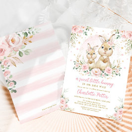 かわいい緑うさぎイースターバニーバースデーパーティーI 招待状