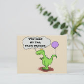 かわいい緑おもしろいのドラゴンユーモア漫画 ポストカード (スタンド正面)