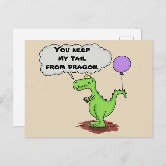 かわいい緑おもしろいのドラゴンユーモア漫画 ポストカード (正面/裏面)