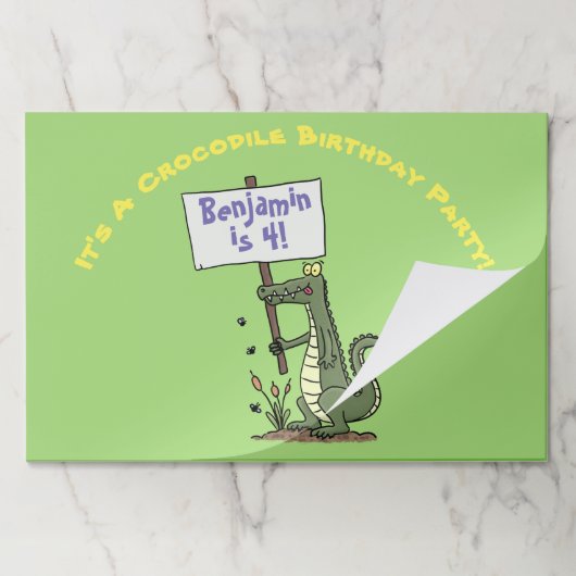 かわいい緑おもしろいのワニのユーモア漫画 ペーパーパッド (折り畳み)