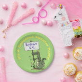 かわいい緑おもしろいのワニのユーモア漫画 ペーパープレート (パーティー)