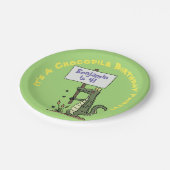 かわいい緑おもしろいのワニのユーモア漫画 ペーパープレート (アングル)